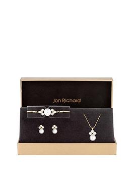jon richard gold plated and pearl trio set - gift boxed