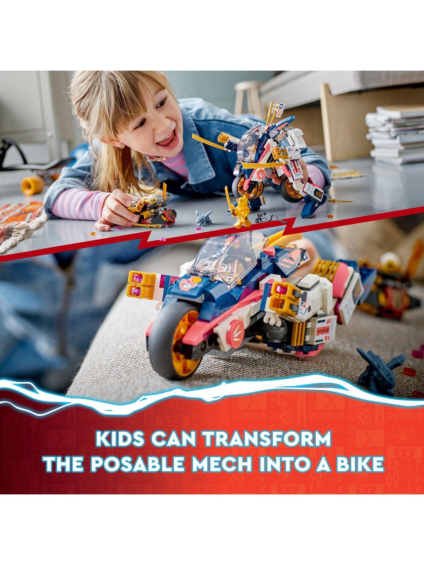 LEGO NINJAGO Sora’s Transforming Mech Bike Racer 71792 Building Toys for  Kids, Featuring a Mech Ninja bike racer, a Baby Dragon and 3 Minifigures