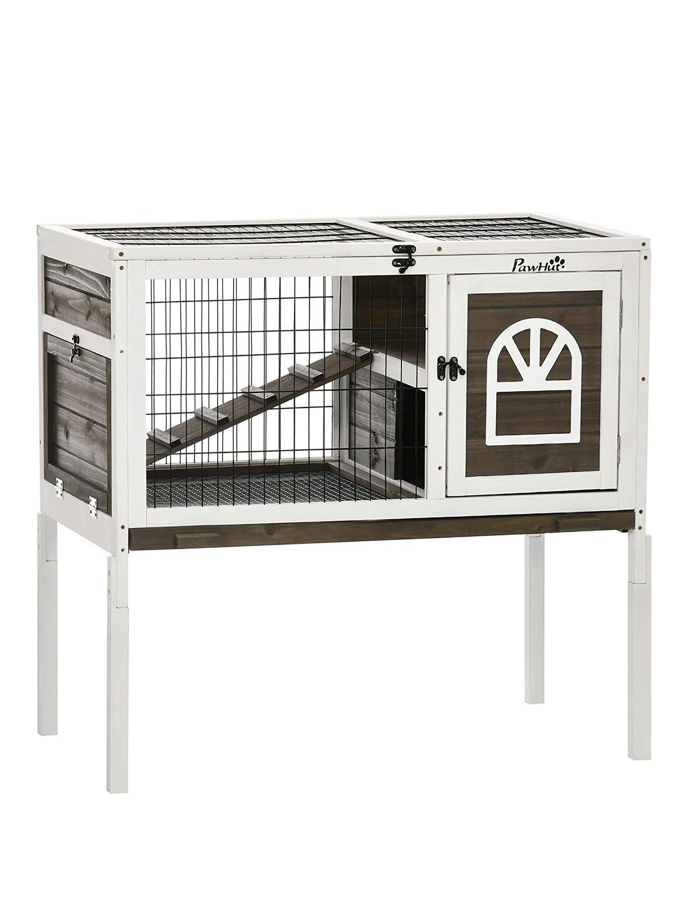 Product photograph of Pawhut Wooden Indoor Rabbit Guinea Pig Hutch With Openable Roof from very.co.uk