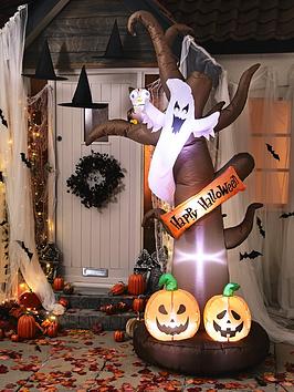 Product photograph of Inflatable Halloween Tree With Ghost And Pumpkin Ndash 2 7 Metre from very.co.uk