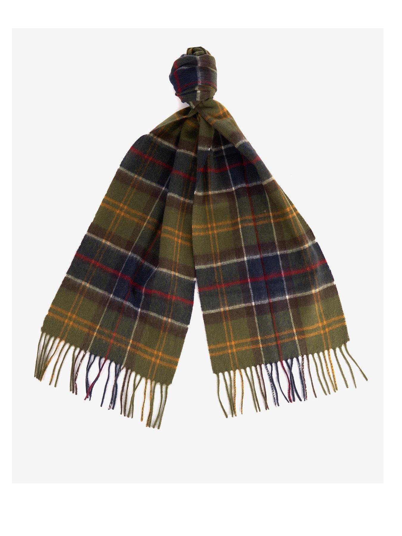 Barbour Wool Cashmere Tartan Scarf - Dark Green