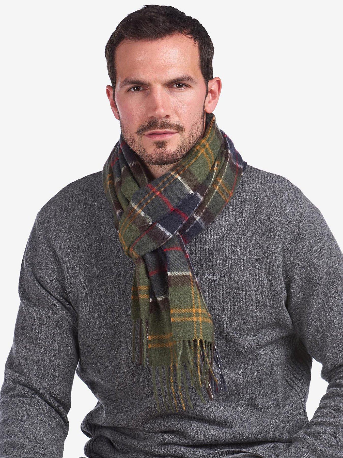 Wool Cashmere Tartan Scarf Dark Green