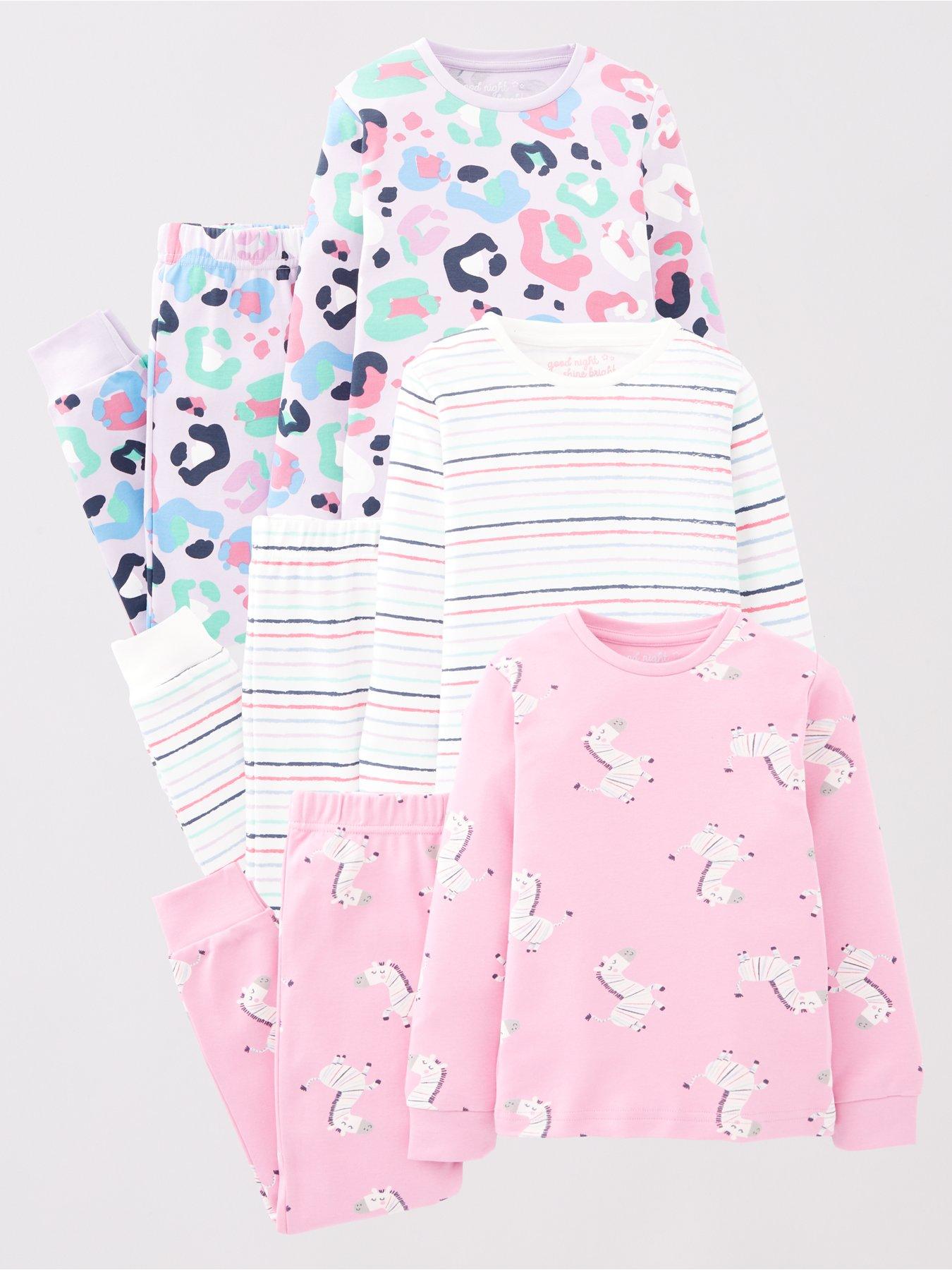 Girls 3 best sale pack pyjamas