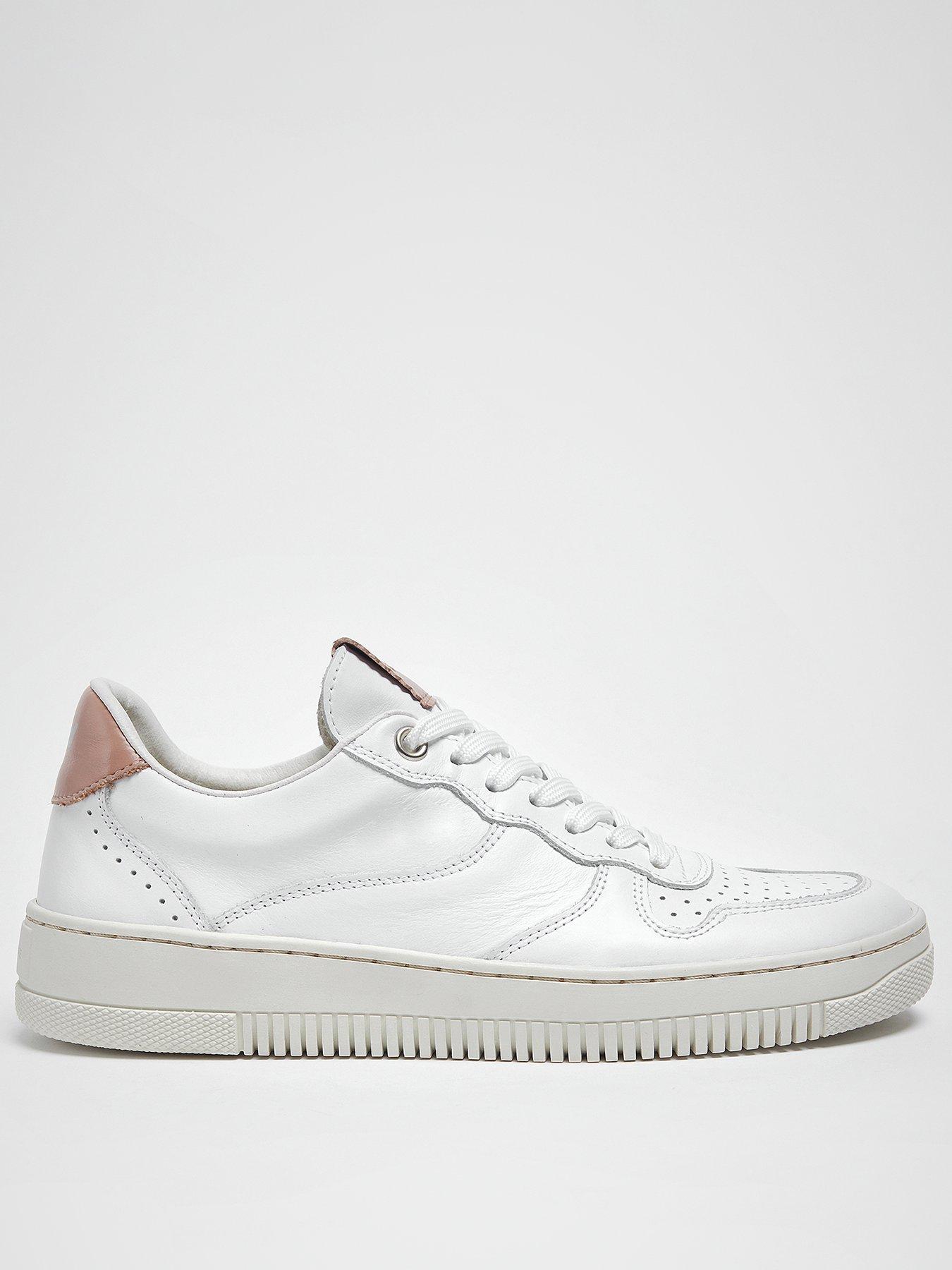 undefined Bella White  &  Pink Leather Trainers