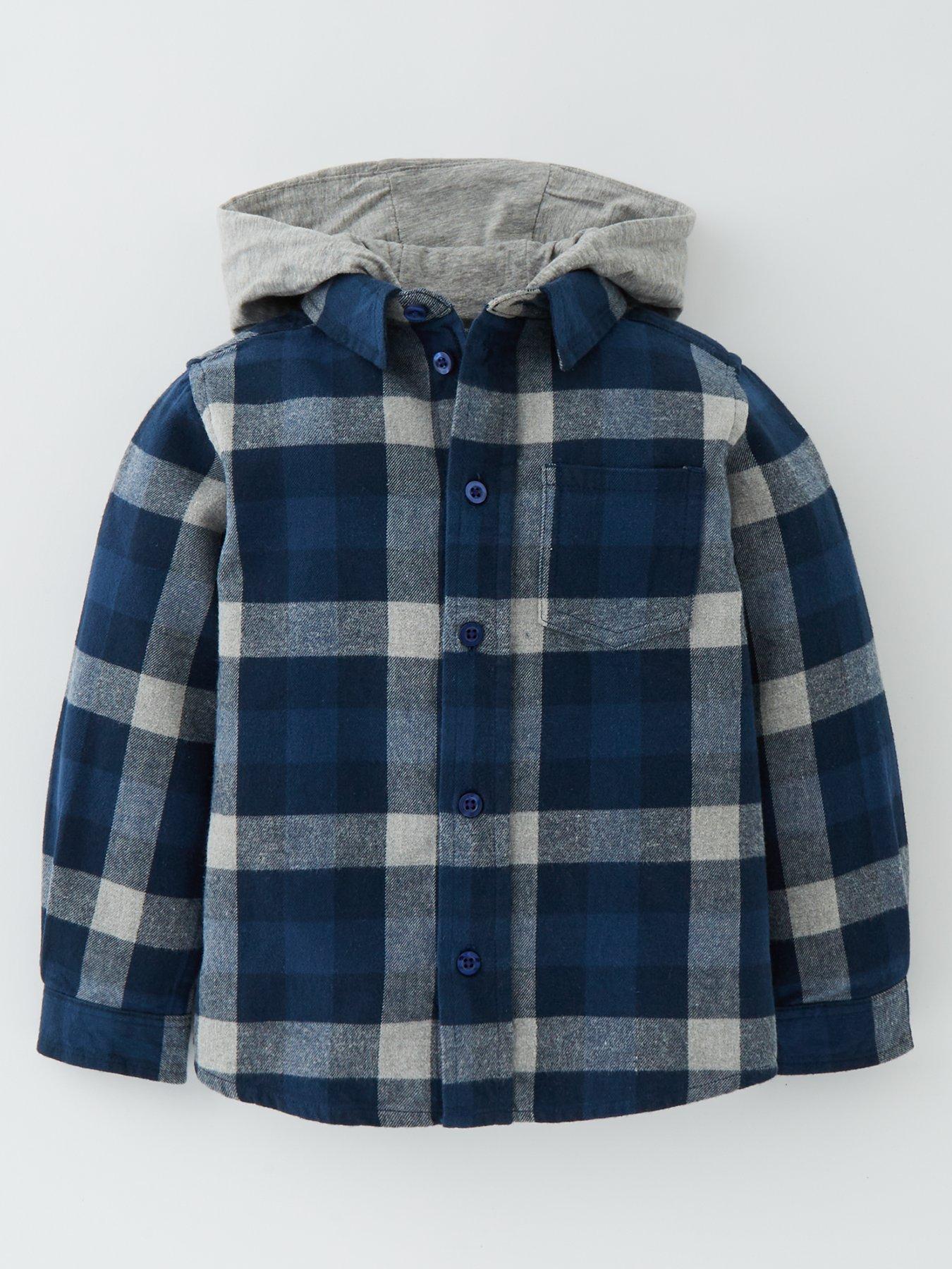 Boys Ls Check Shirt With Hood - Multi