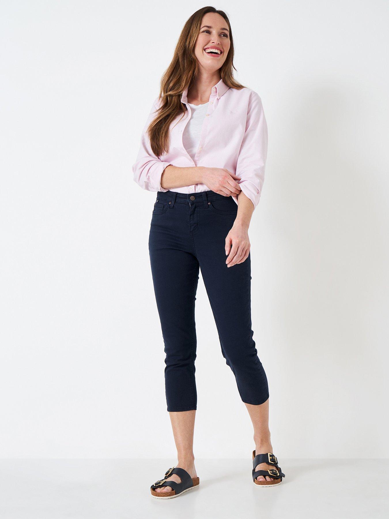 CREW CLOTHING Capri Trousers in Navy Blue