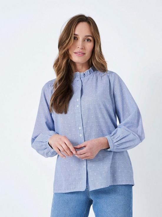 front image of crew-clothing-ines-blouse-blue