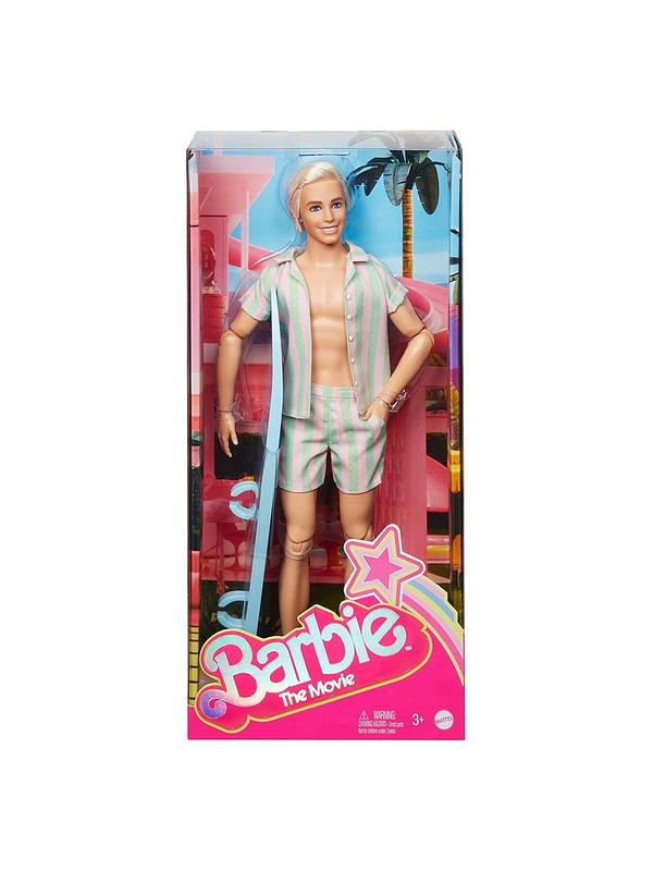 Image 5 of 5 of Barbie The Movie: Ken Doll in Pastel Stripes Beach Outfit