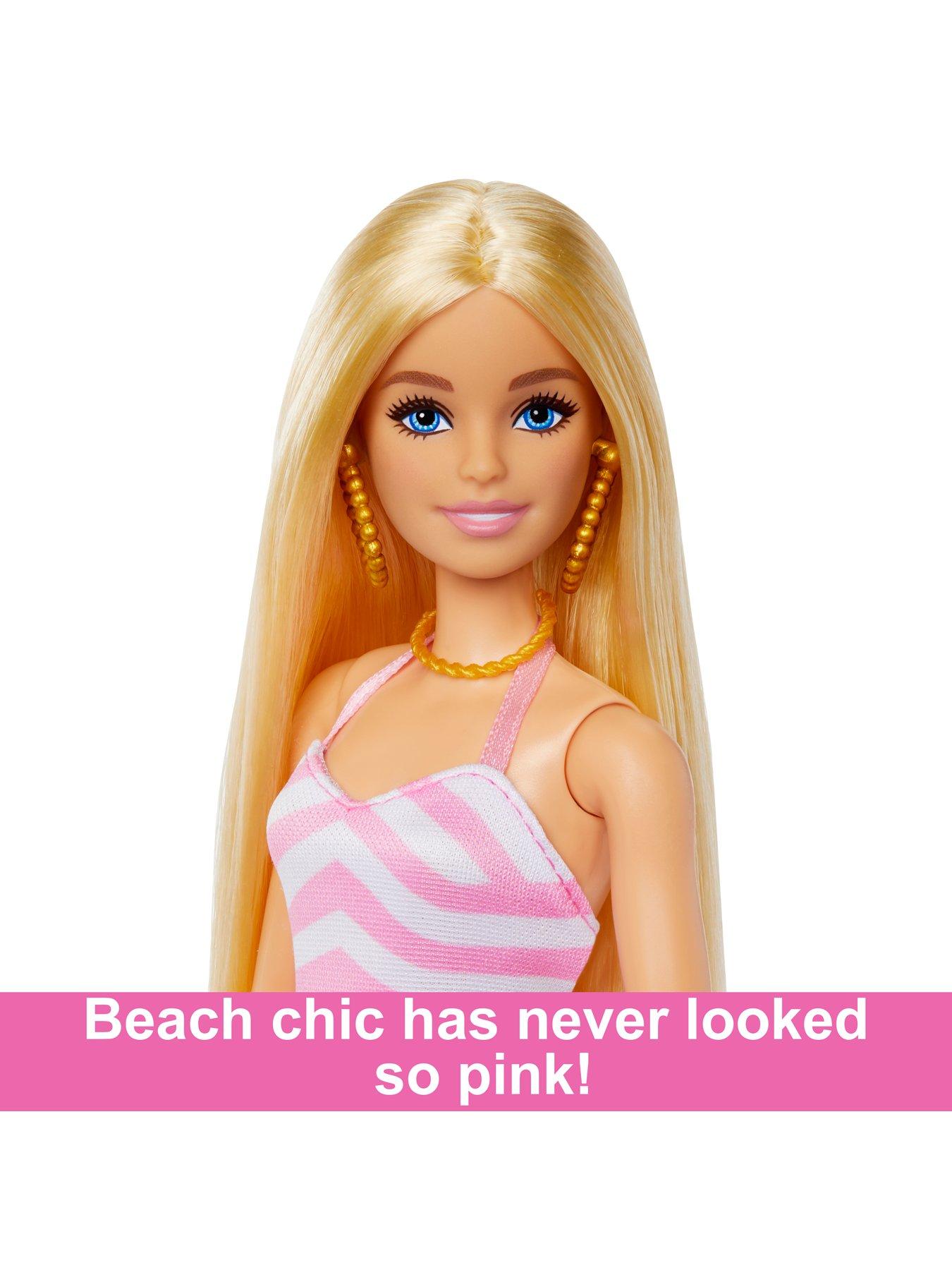 Barbie Blonde Barbie Doll with Swimsuit and Beach-Themed Accessories