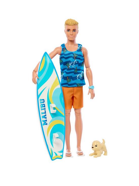 front image of barbie-ken-beach-day-doll-piece-count