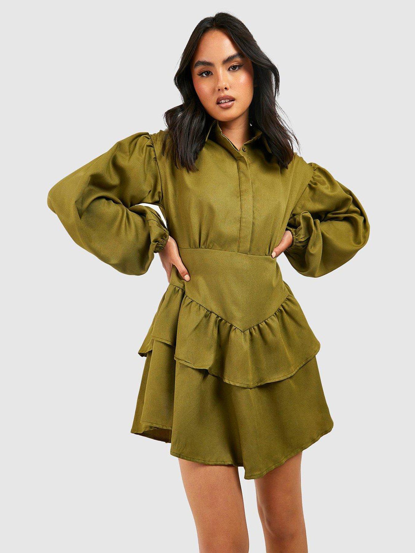 Khaki hotsell dress boohoo