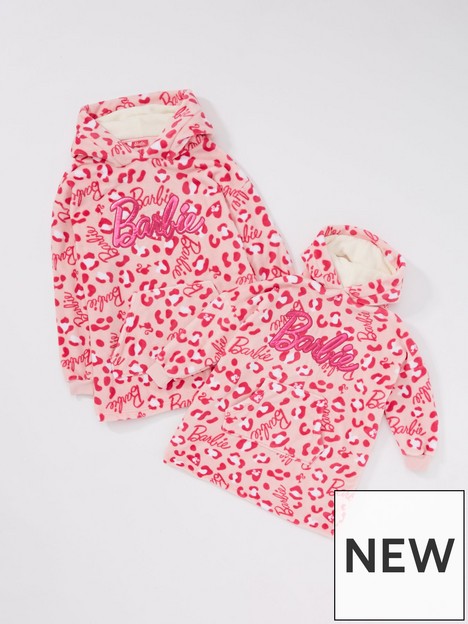 barbie-kidsnbspmini-me-animal-print-fleece-hooded-blanket-pink