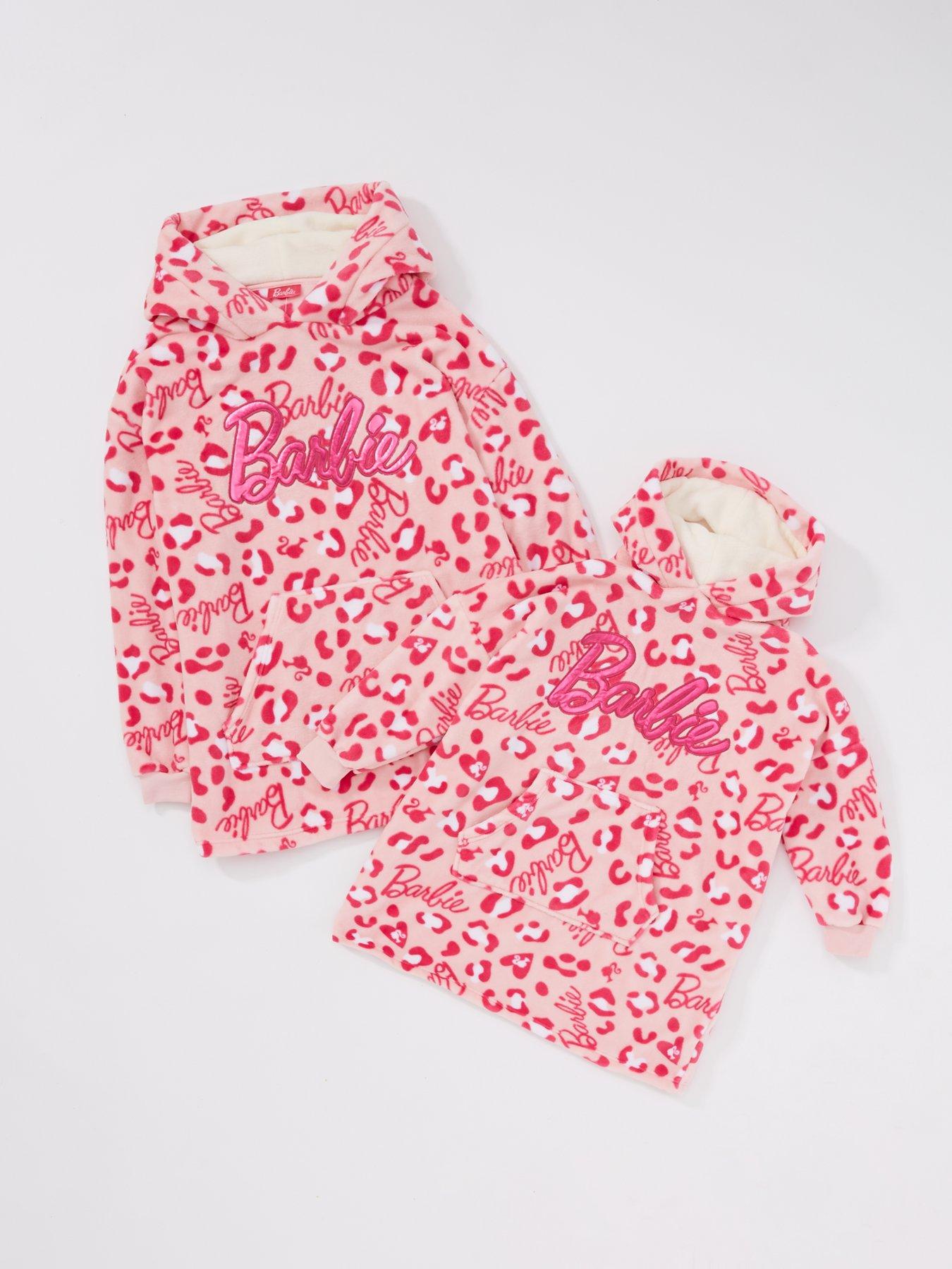 barbie-kidsnbspmini-me-animal-print-fleece-hooded-blanket-pink