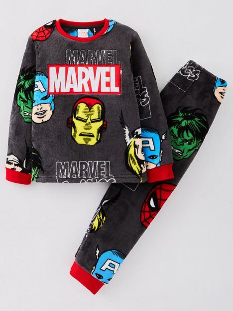 marvel-childrenrsquos-all-over-comic-print-supersoft-fleece-pyjamas-black