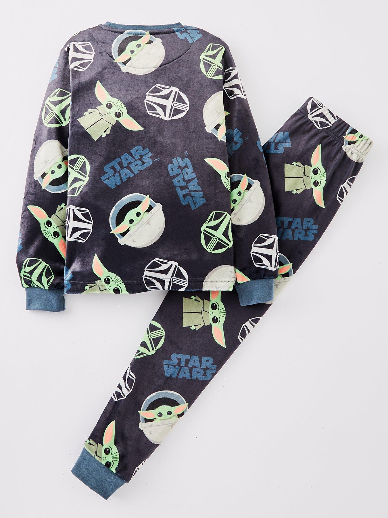 The Mandalorian Grogu Baby Yoda Childrens Fleece Pyjamas - Grey