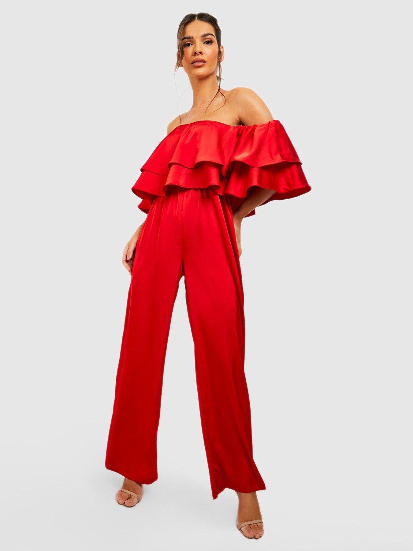 Bardot Scuba Jumpsuit - Red