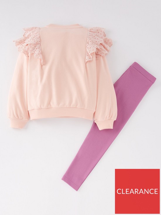 back image of peppa-pig-girls-2-piece-broiderie-frill-sweater-and-leggings-set-pink