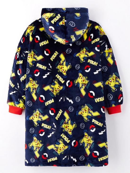 back image of pokemon-hood-detail-fleece-hooded-blanket-navy