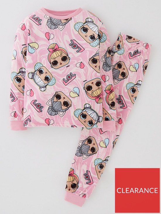 front image of lol-surprise-marble-print-fleece-pyjamas-pink
