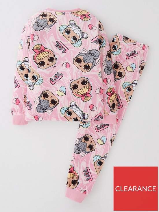 back image of lol-surprise-marble-print-fleece-pyjamas-pink