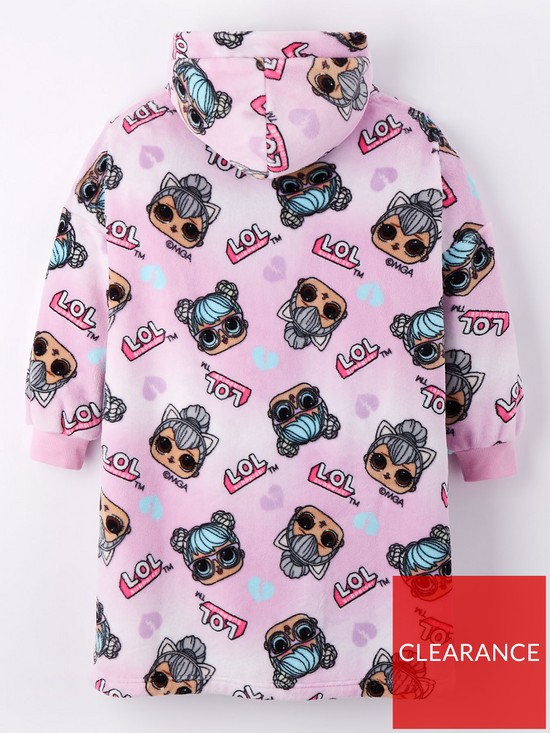 back image of lol-surprise-tie-dye-fleece-hooded-blanket-pink