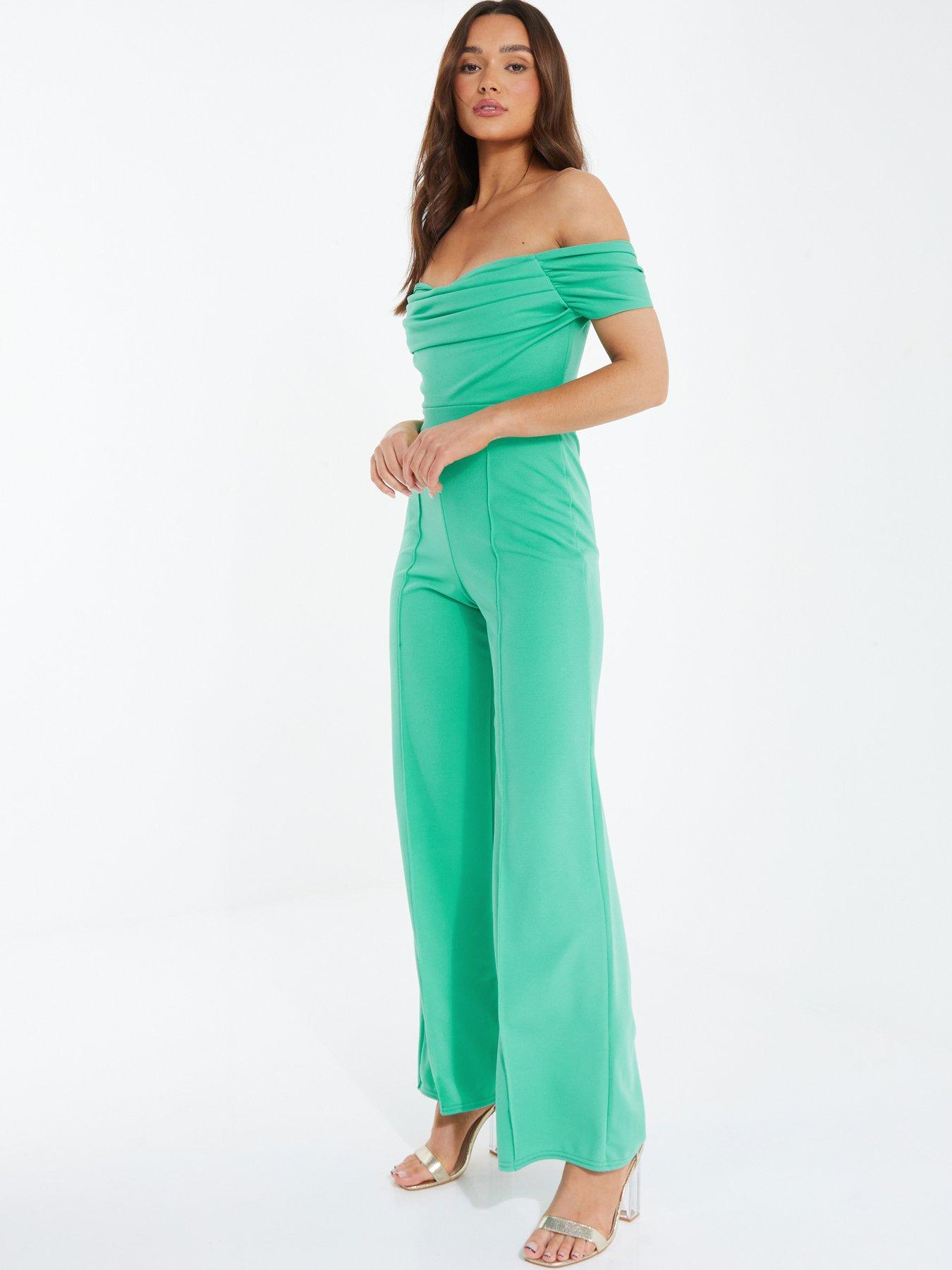 Quiz Bardot Palazzo Jumpsuit Green very