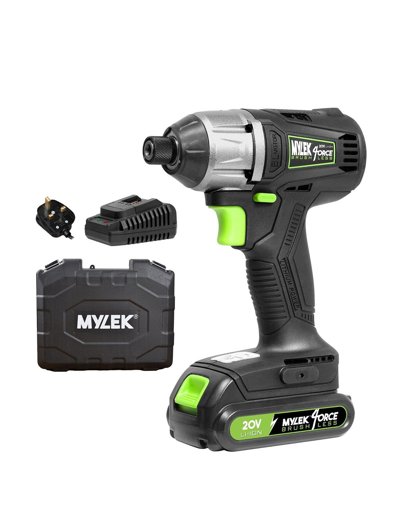 Product photograph of Mylek Cordless Impact Drill Driver 20v Brushless Variable Speed 280nm 0-3200bpm With Led Work Light Battery Amp Fast Charger Forward And Reverse from very.co.uk