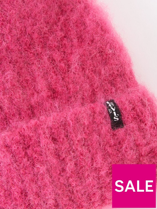 back image of levis-womens-fuzzy-beanie-pink