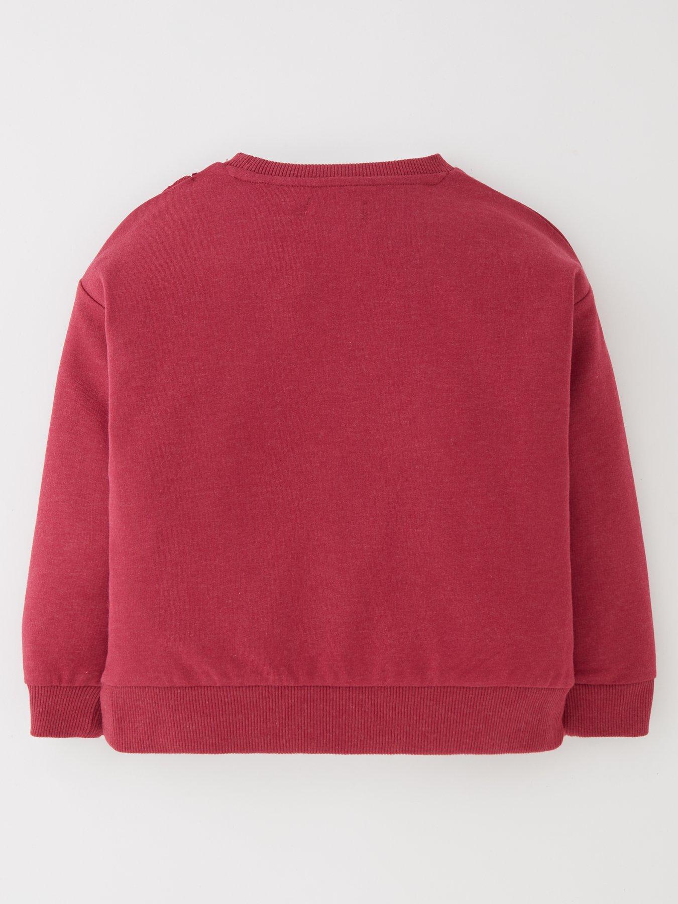 Mini V by Very Girls Burgundy Broderie Frill Sweater | Very.co.uk