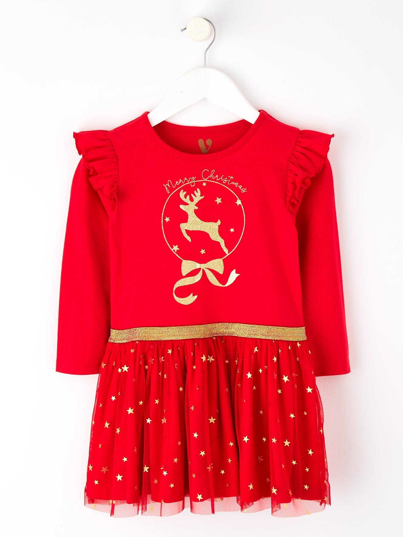 Girls pink hot sale christmas dress