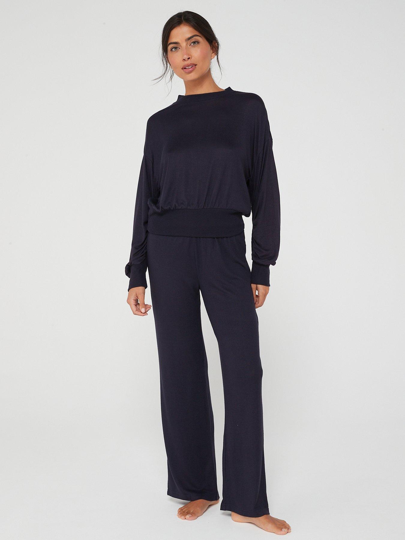 ASOS DESIGN Maternity lounge soft touch rib sweat & trouser set in