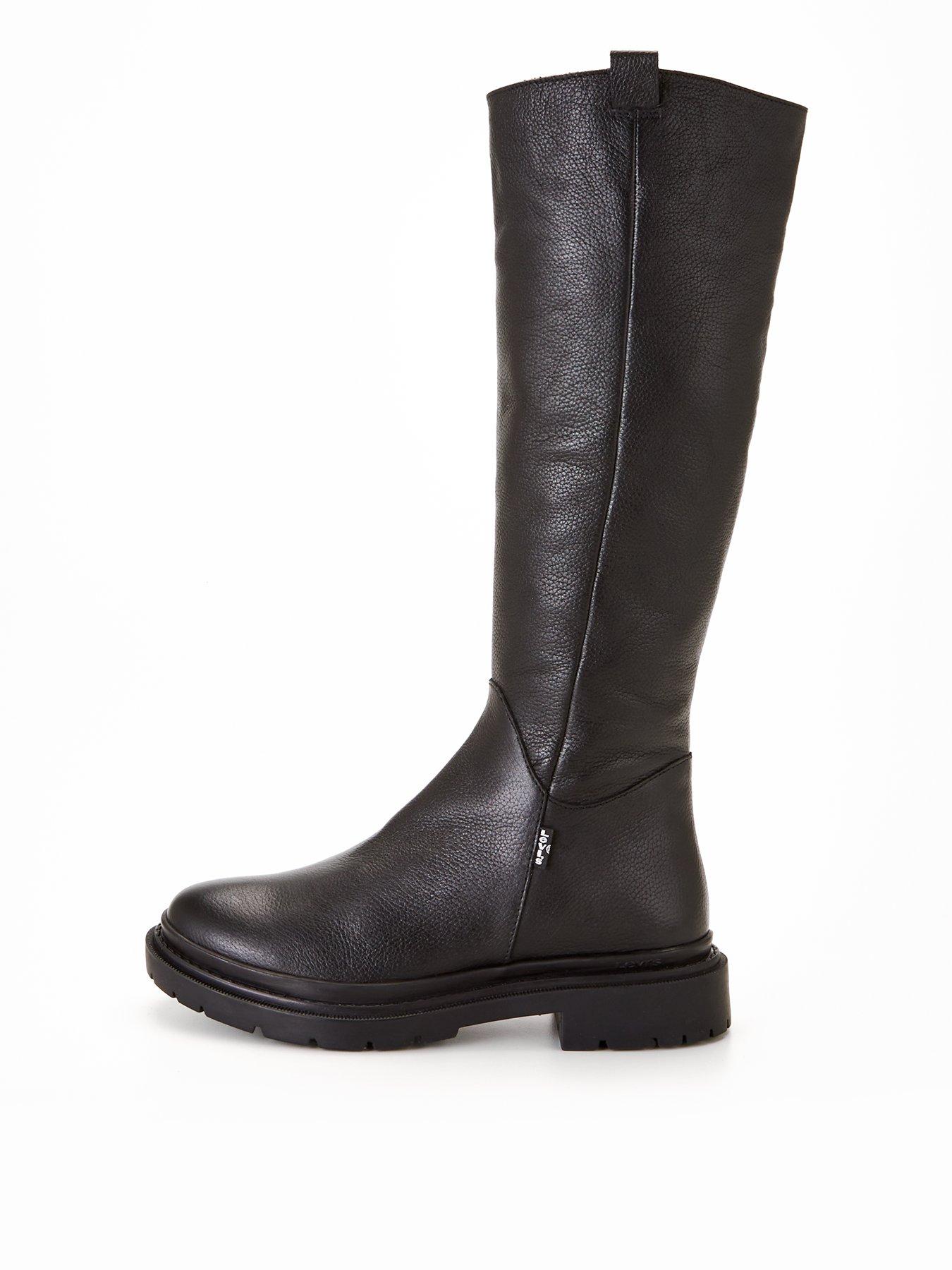 Levi s Super Trooper Leather Calf Length Boot Black Very