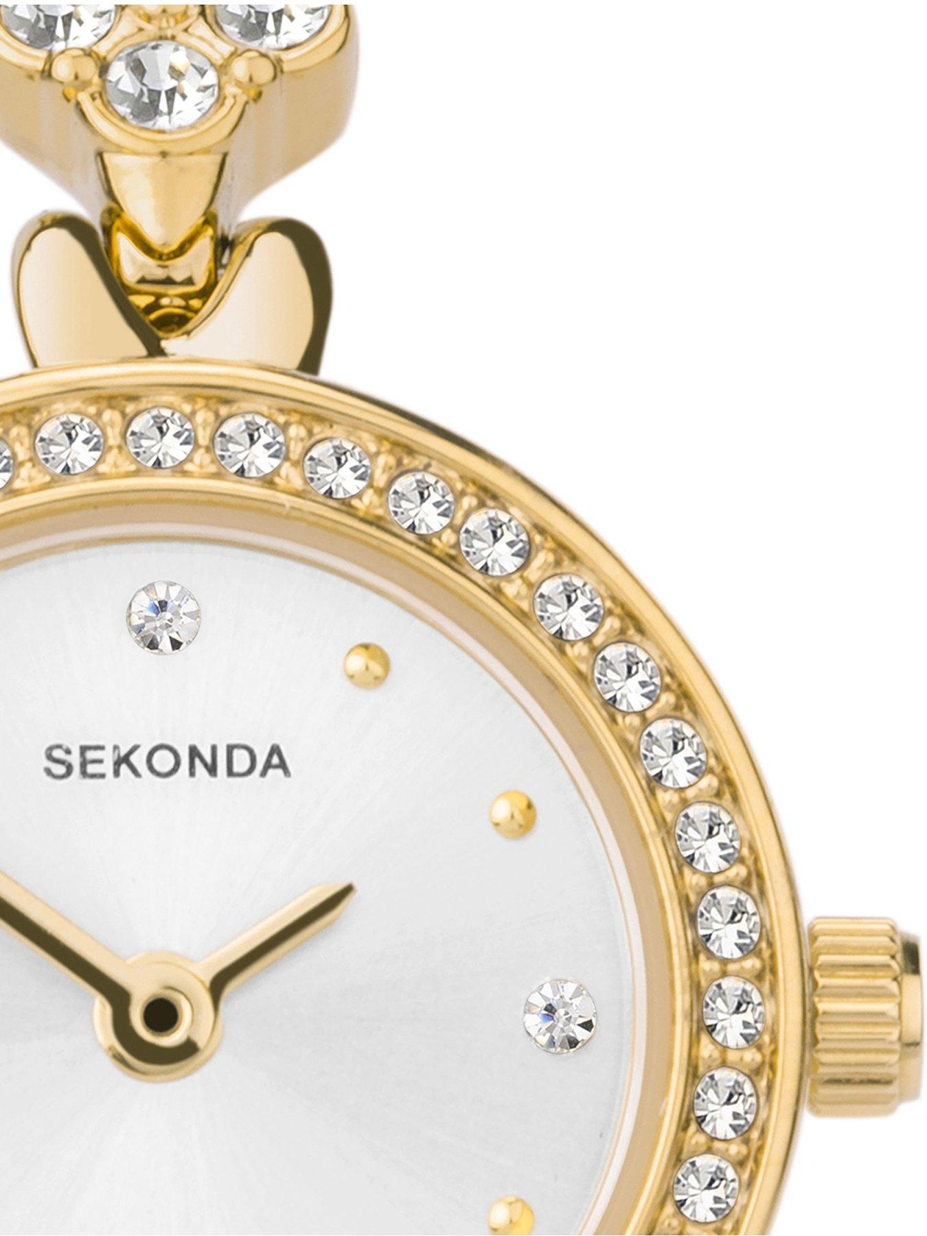 Image 3 of 6 of Sekonda Womens Gold Alloy Bracelet Watch with Silver Dial Gift Set