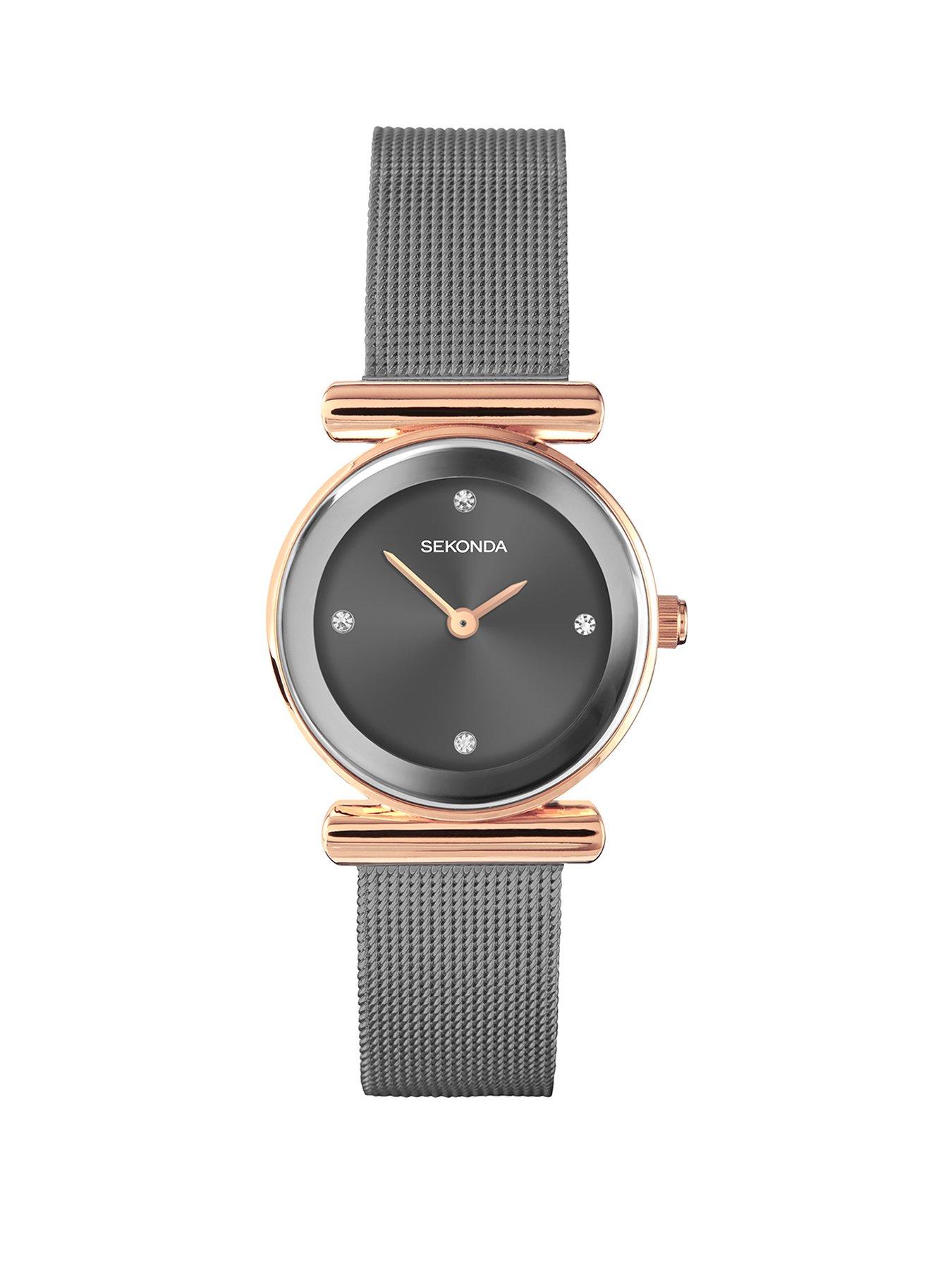 Product photograph of Sekonda Womens Grey Stainless Steel Analogue Watch from very.co.uk