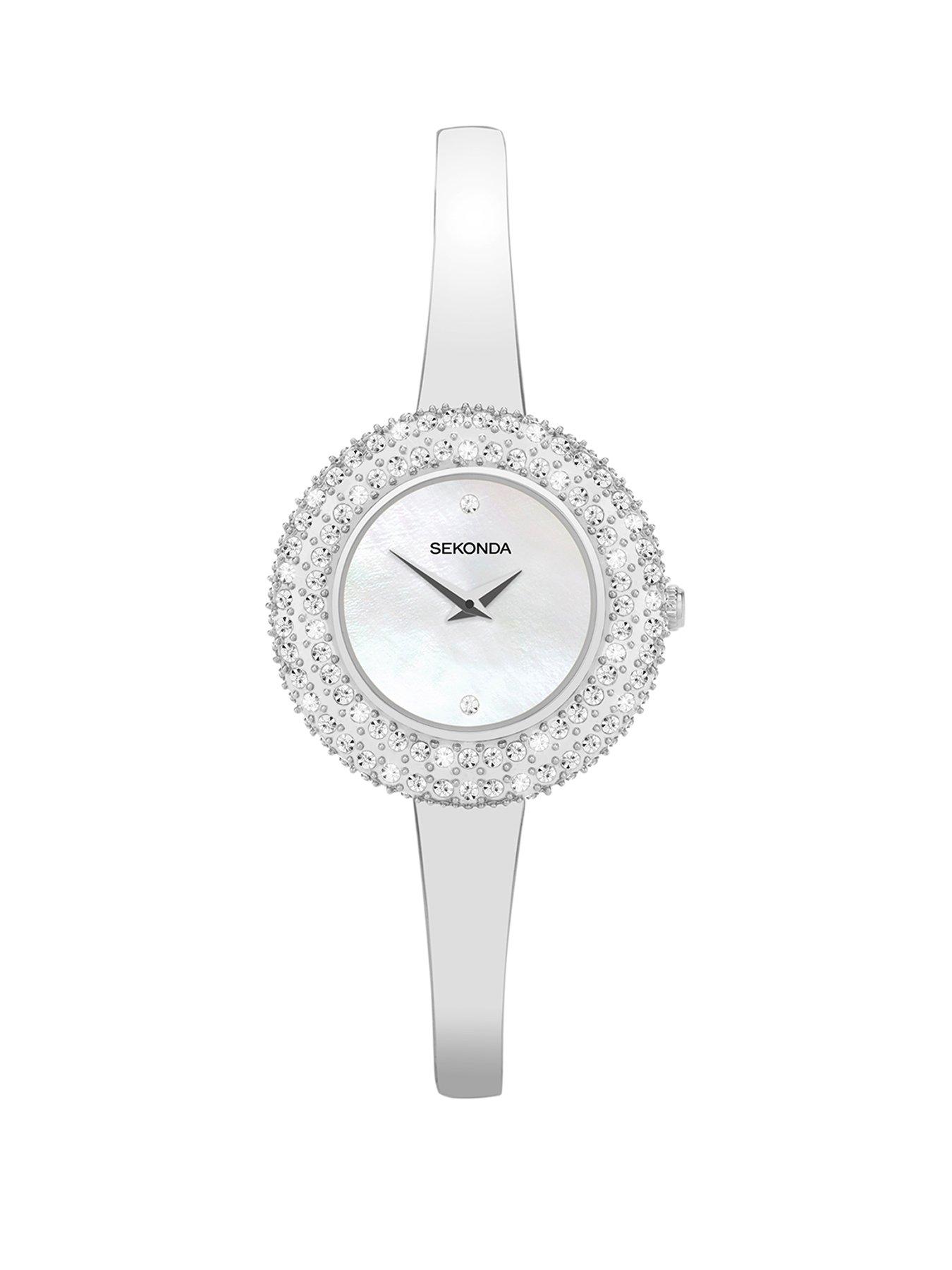 Product photograph of Sekonda Womens Silver Brass Bracelet Analogue Watch from very.co.uk