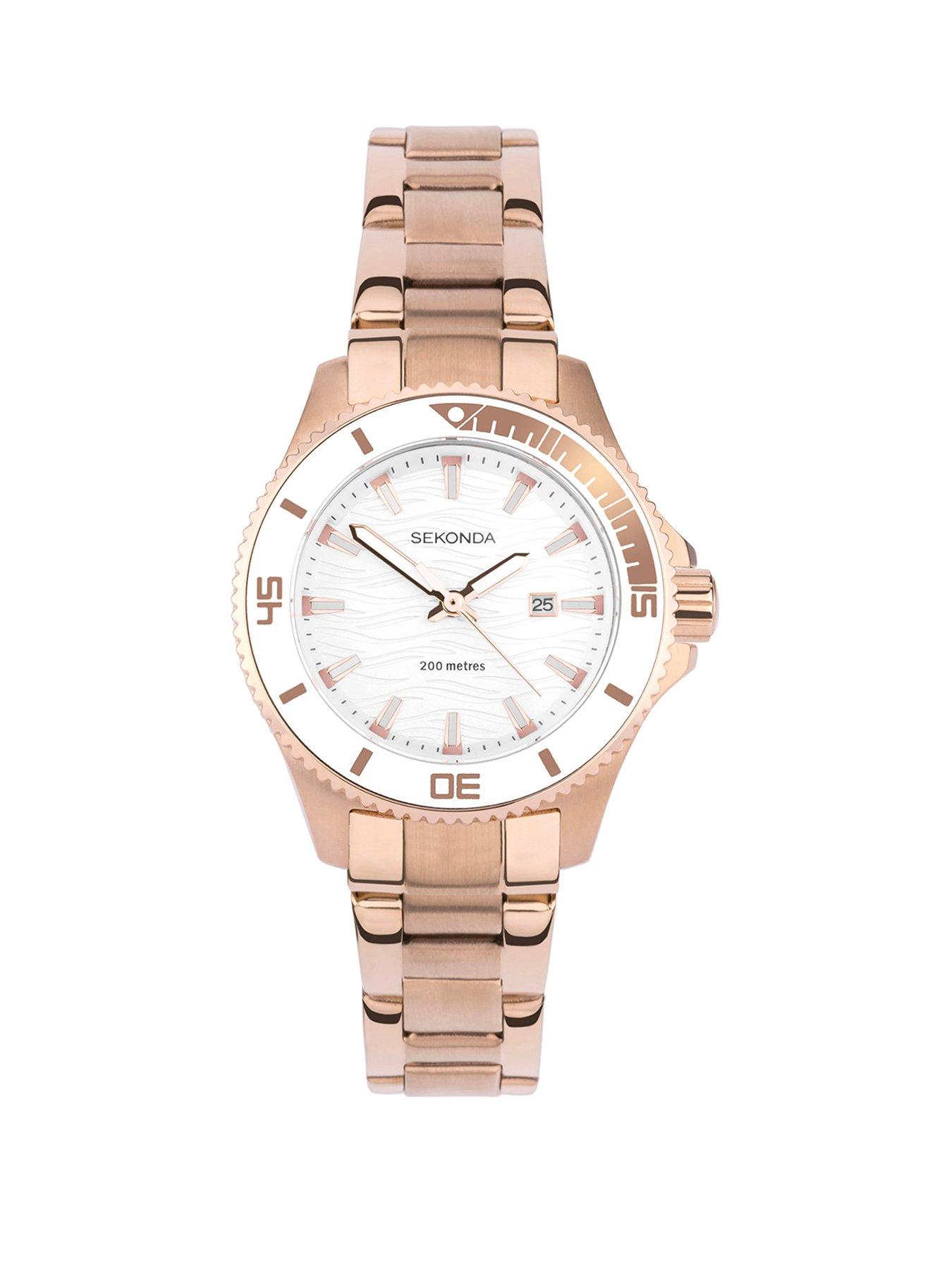 Product photograph of Sekonda Womens Rose Gold Stainless Steel Analogue Watch from very.co.uk
