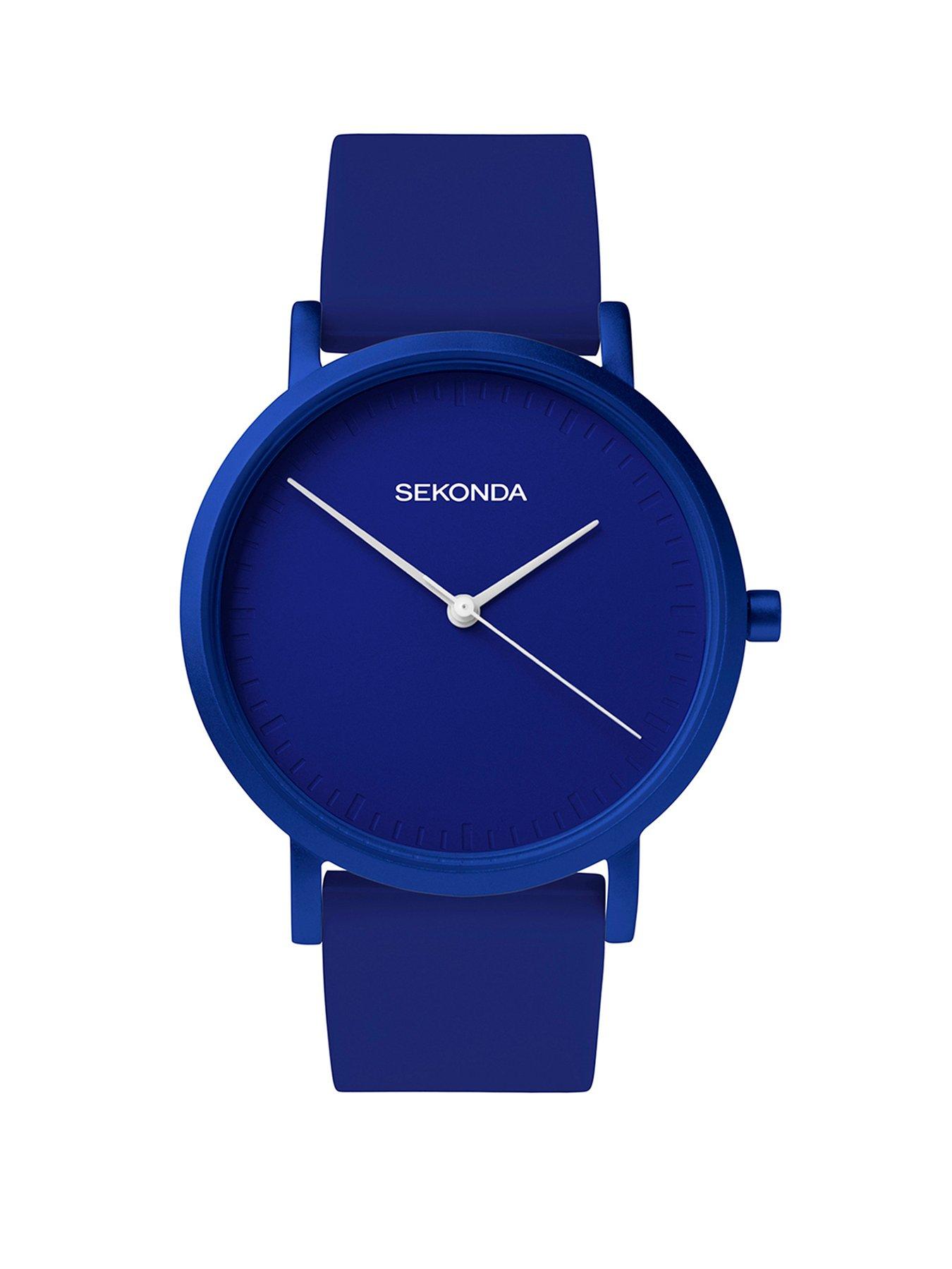 Product photograph of Sekonda Womens Dark Blue Silicone Strap Analogue Watch from very.co.uk