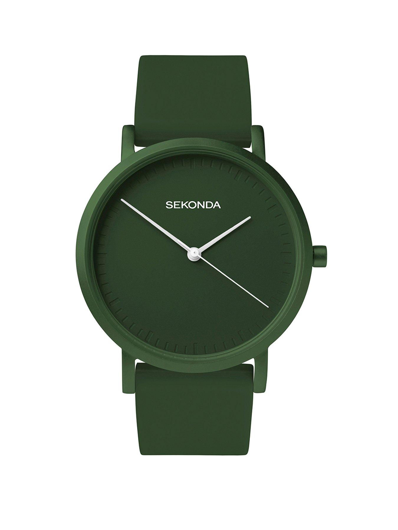 Product photograph of Sekonda Womens Green Silicone Strap Analogue Watch from very.co.uk