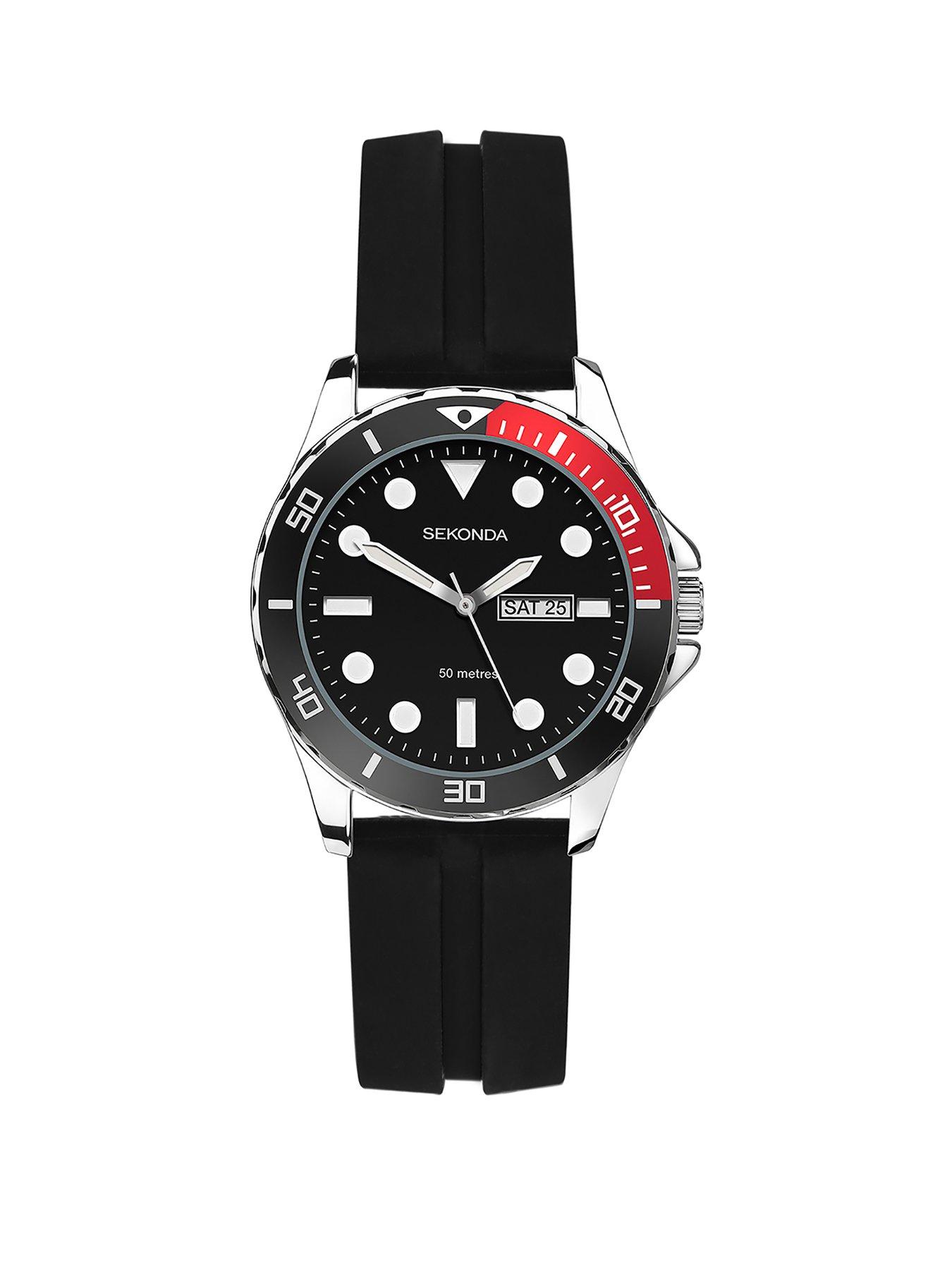 Product photograph of Sekonda Womens Black Rubber Strap Analogue Watch from very.co.uk