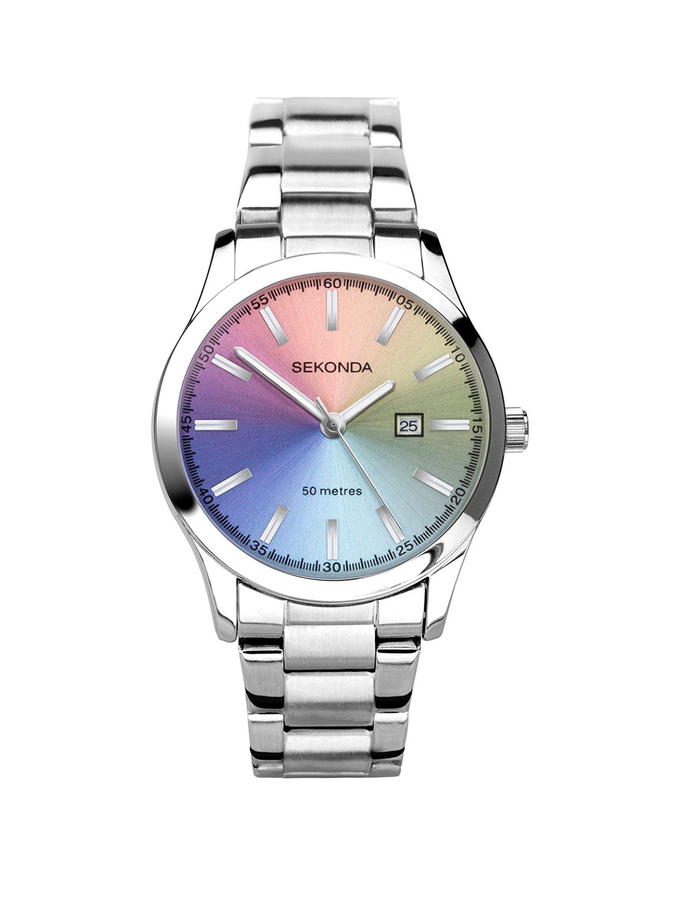 Sekonda Womens Taylor Stainless Steel Bracelet With Rainbow Dial Analogue Watch - Silver