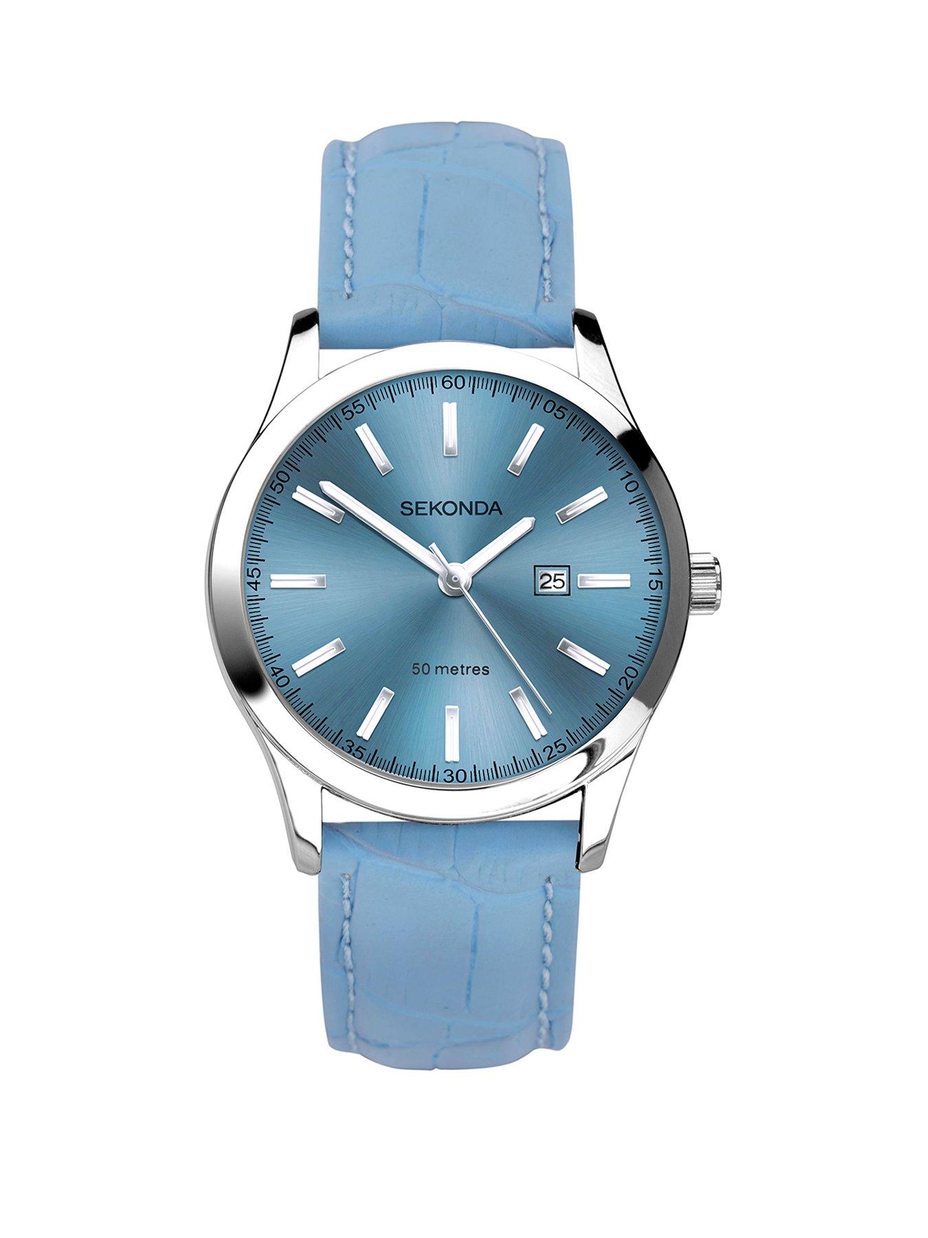 Sekonda Womens Light Blue Leather Strap Analogue Watch very.co.uk