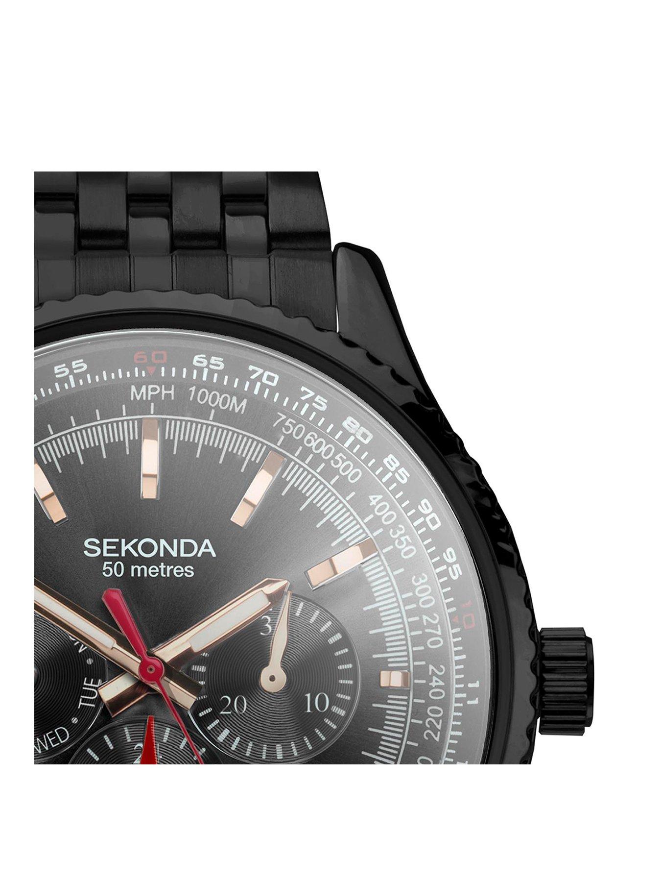 Image 2 of 6 of Sekonda Mens Black Stainless Steel Multi-Function Watch