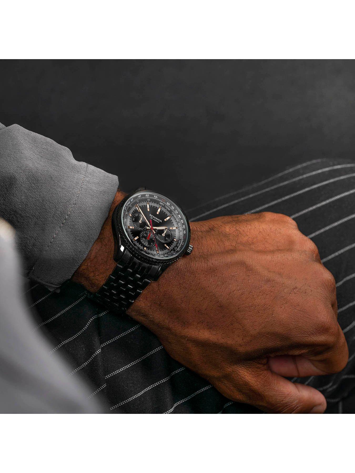 Image 3 of 6 of Sekonda Mens Black Stainless Steel Multi-Function Watch