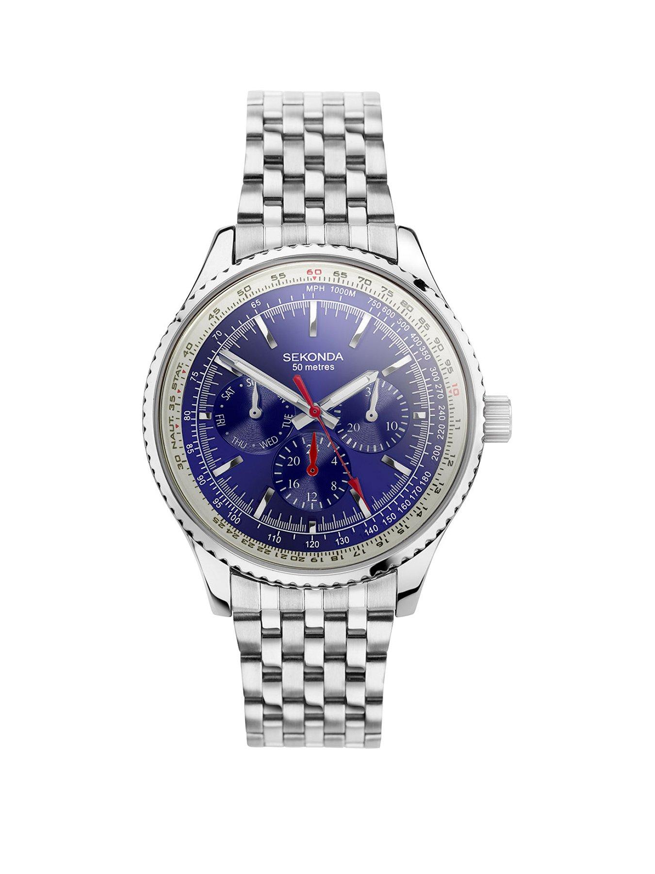 Product photograph of Sekonda Mens Silver Stainless Steel Multi-function Watch from very.co.uk