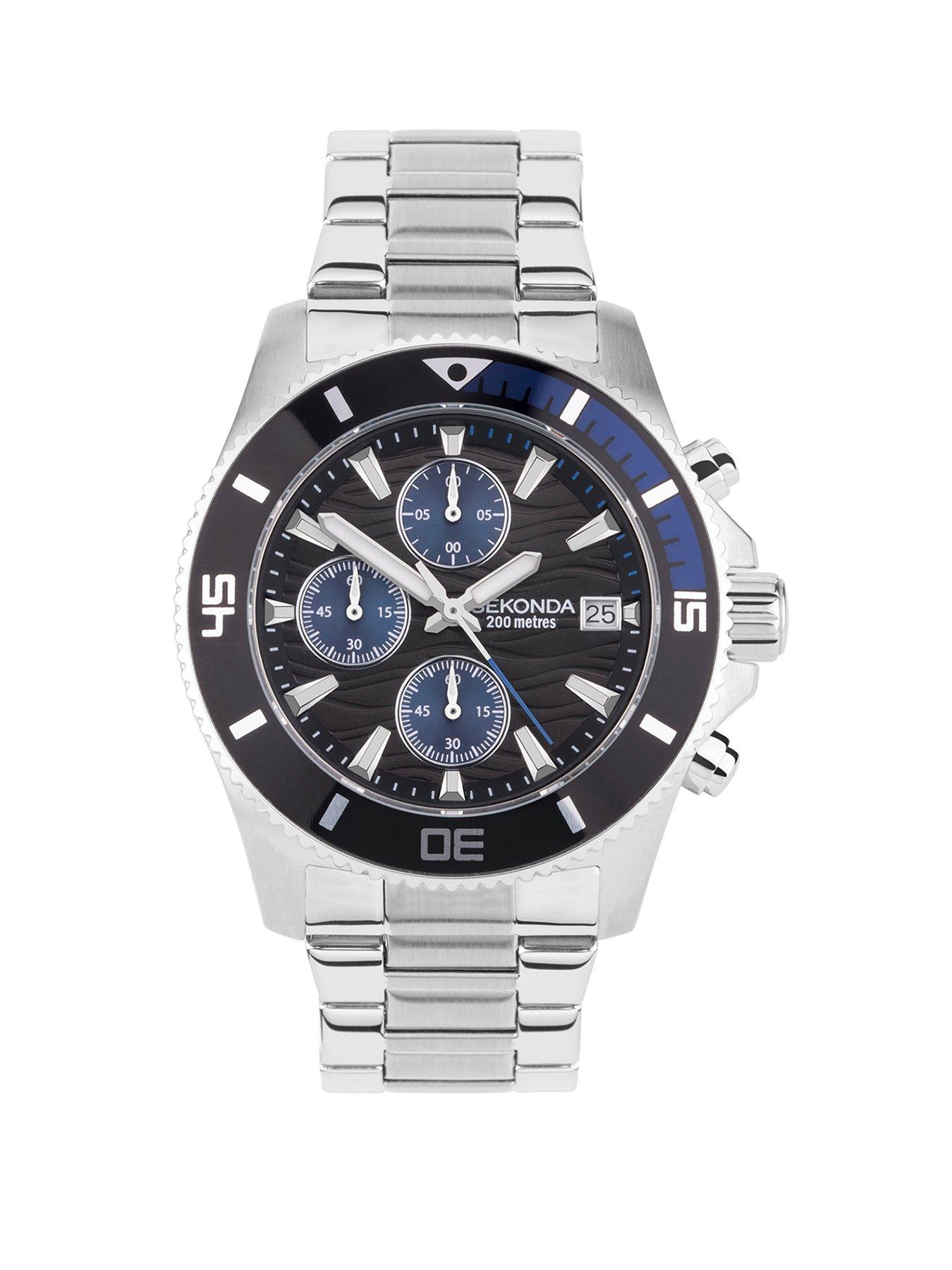 Product photograph of Sekonda Mens Silver Stainless Steel Chronograph Watch from very.co.uk