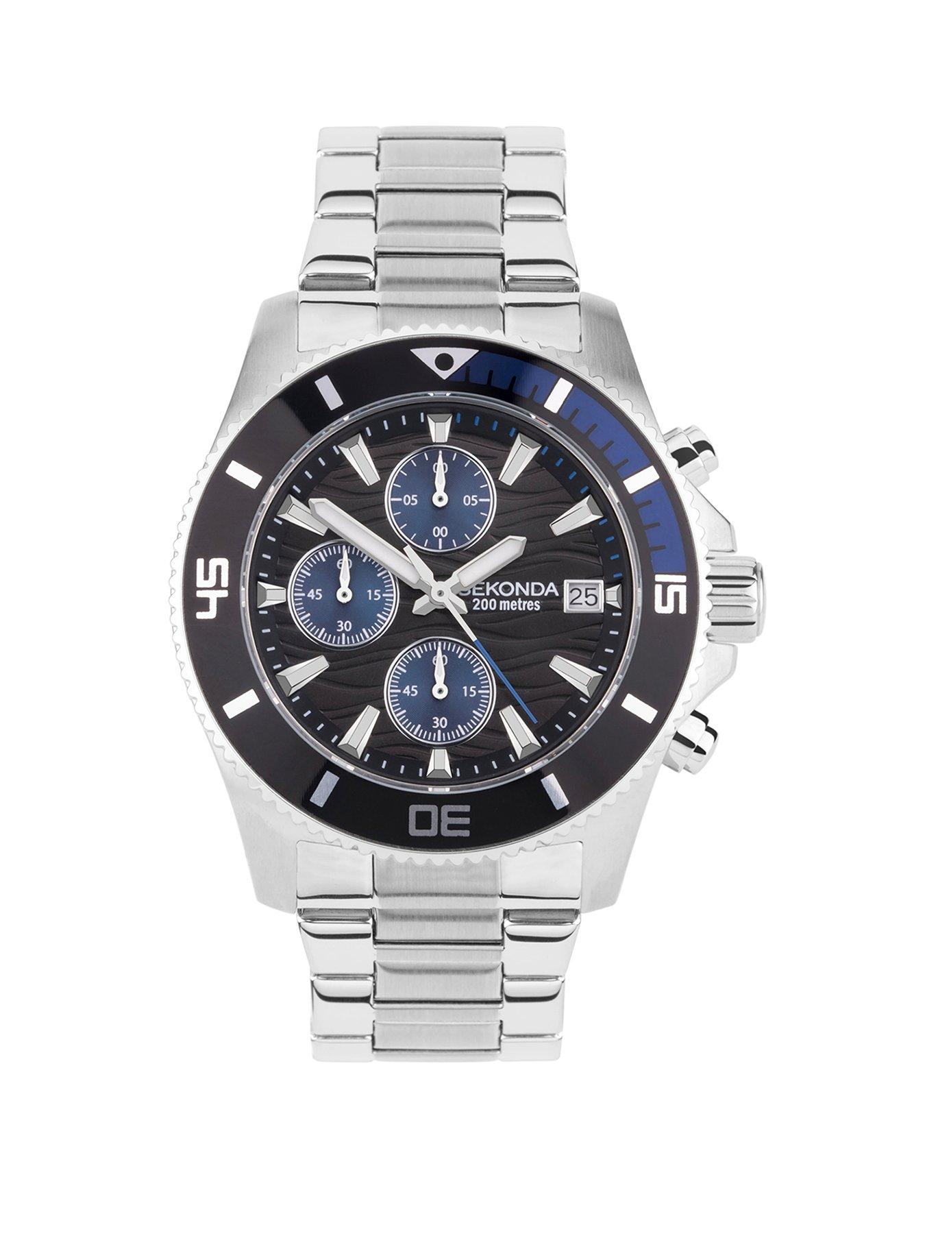 Sekonda Mens Silver Stainless Steel Chronograph Watch