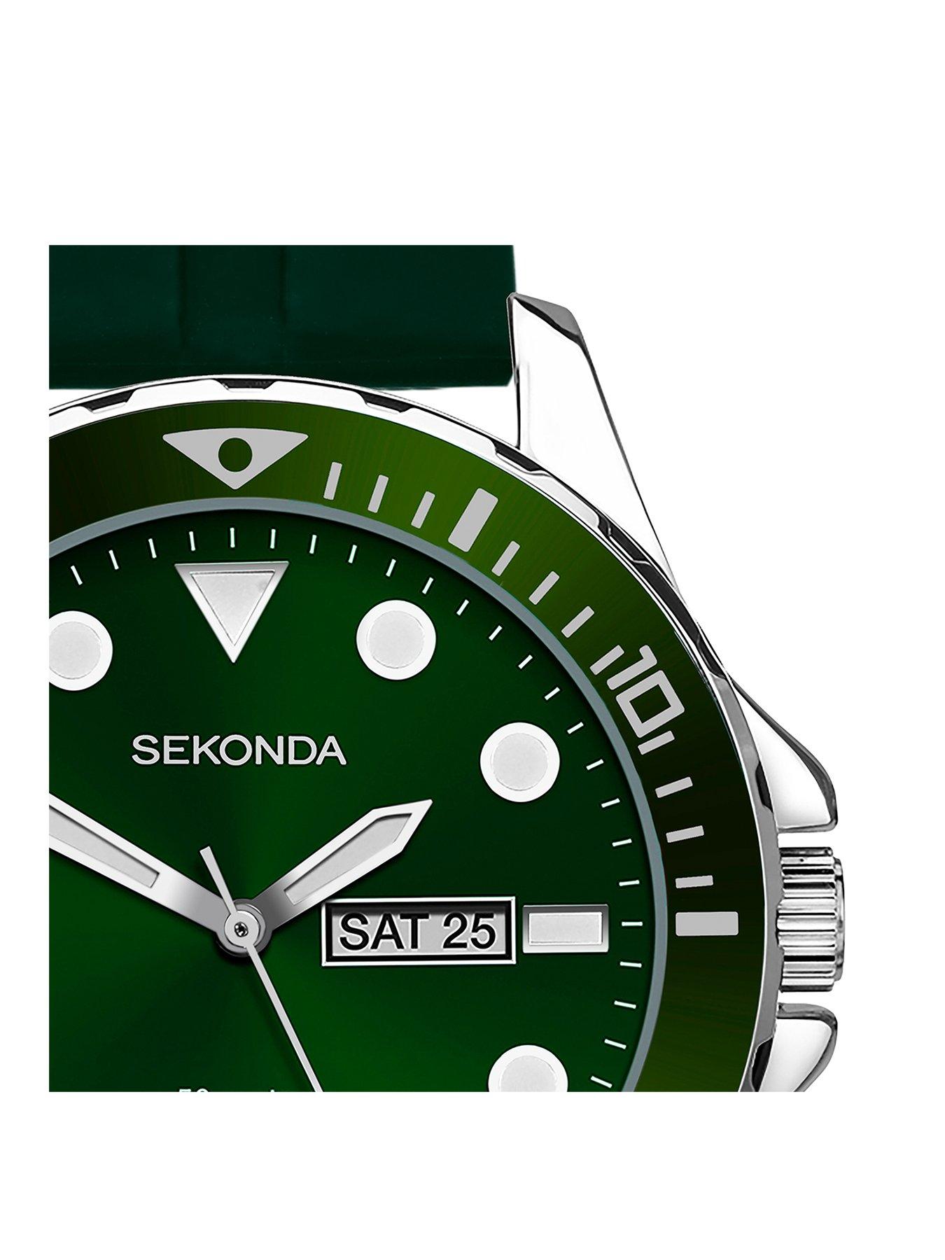 Image 2 of 6 of Sekonda Mens Green Rubber Strap Analogue Watch