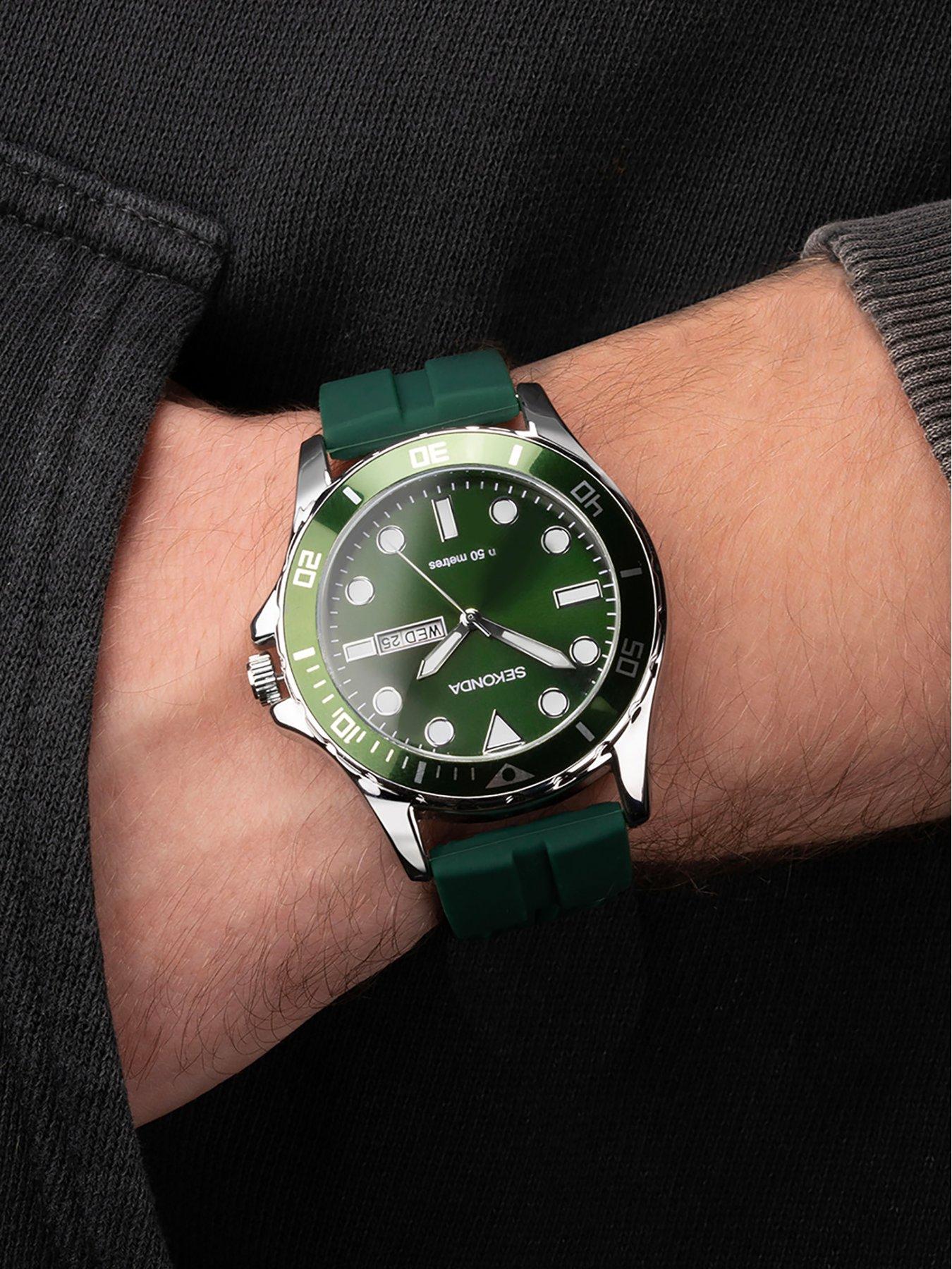 Image 3 of 6 of Sekonda Mens Green Rubber Strap Analogue Watch
