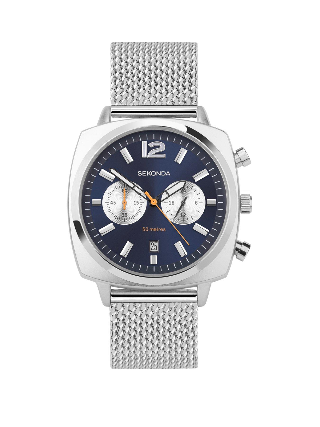 Sekonda Mens Silver Stainless Steel Chronograph Watch very