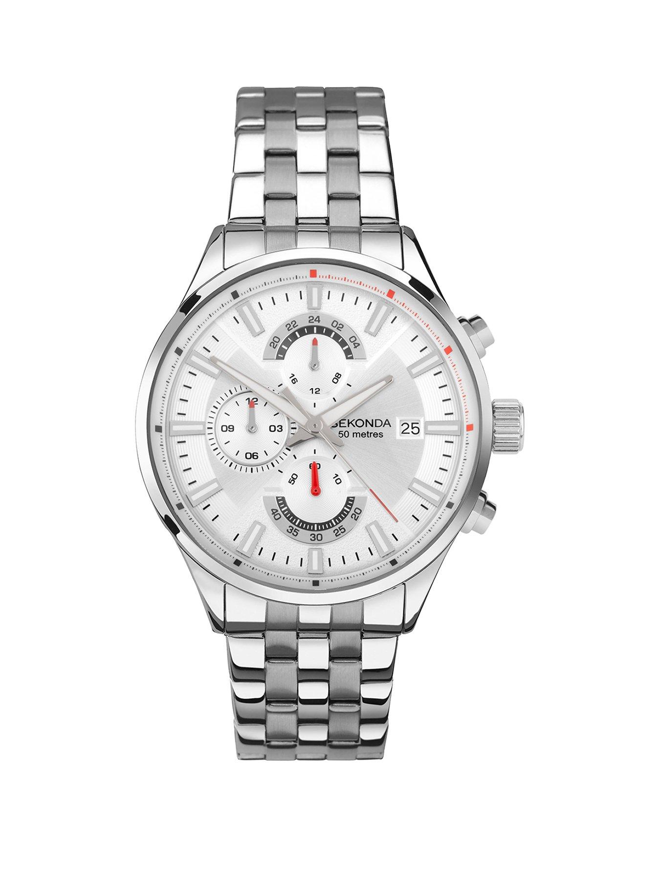 Product photograph of Sekonda Mens Silver Stainless Steel Analogue Watch from very.co.uk